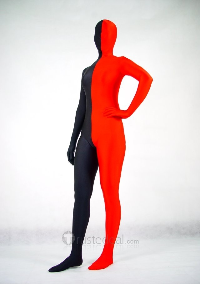 Halloween Costumes Red and Black Zentai Suit - Click Image to Close